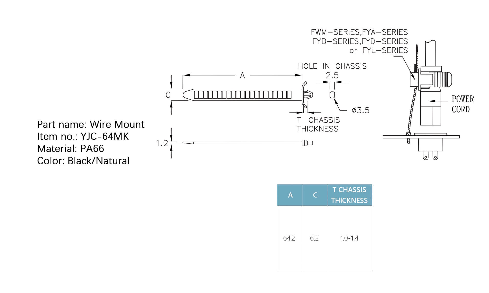 Plastic Wire Mount YJA-64MK